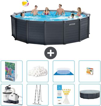 Intex Piscina Graphite Panel Redonda - 478x124 Cm - 9-piezas S530