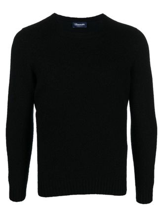 Drumohr Black Crewneck Textured Knit Sweater
