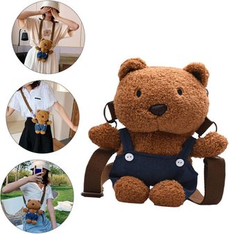 PartyKindom Bear Plush Shoulder Bag Crossbody Sling Bag Soft Cartoon Design for Women Girls Casual Daily Use 20x22x10cm Random Color