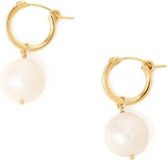 Chan Luu Baroque Freshwater Pearl Hoop Earrings in White Pearl at Nordstrom