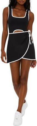 Beach Riot Astrid Contrast Binding Faux Wrap Minidress in Black at Nordstrom Rack, Size X-Large