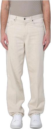 Emporio Armani Relaxed Fit Katoenen Twill Broek - Heren - Regular Fit Jeans - Beige - W30 - Katoen - Jeans