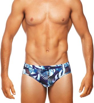 Tribe Positano Palms Lo Rise Swim Brief In Navy