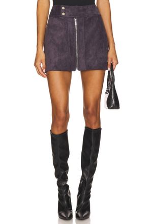 Amanda Uprichard Becker Mini Skirt In Graphite Suede