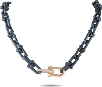 Tiffany & Co. HardWear Titanium and 18K Rose Gold 1.60ct Diamond Link Limited Edition Necklace TI20-051526