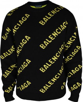 Balenciaga Logo gebreide trui zwart