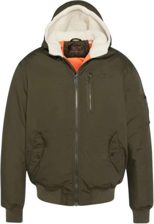 Schott NYC Blouson met capuchon en fleecevoering - Heren - Winterjassen - Groen - M - Katoen - Jassen