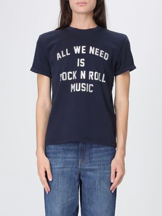 Zadig&Voltaire T-shirt in cotone blu con stampa slogan a contrasto