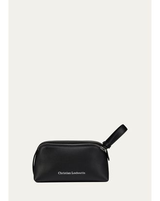 Christian Louboutin Mens Nostalgic Zip Pouch in Grained Leather