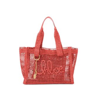 Chlo&eacute; Woven Embroidered-logo Tote Bag