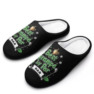 Generic Best Grandpa by Par Funny Mens Slippers Cotton Warm House Shoes Memory Foam Sandals Print Size 7-14