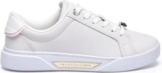 Tommy Hilfiger Golden HW Court - Dames - Sneakers - Wit - 35 EU - Leer - Schoenen