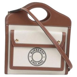 Burberry Pre-owned Mini Bags, female, Beige, Size: ONE SIZE Pre-owned Pocket Mini Tote Shoulder Bag
