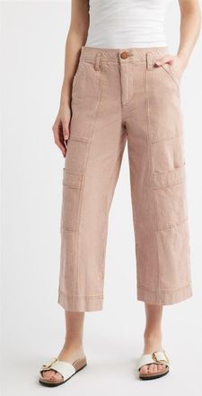 Wit & Wisdom Skyrise Cotton Crop Wide Leg Utility Pants in Coffee at Nordstrom, Size 18