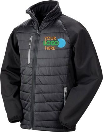 Generic Compass Padded Softshell Jacket - Lightweight, Warm, and Customizable with Logo Embroidery or Print (UK, Alpha, 4XL, Regular, Regular, Black/Grey)
