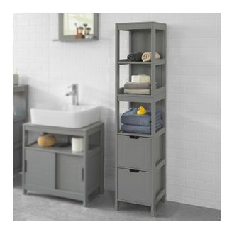 SoBuy Sobuy - Mobiletto Bagno Colonna Bagno Cassettiera Bagno salvaspazio L30P30A145 cm Grigio Scuro FRG126-SG