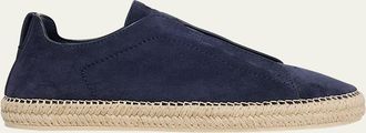 Ermenegildo Zegna Mens Triple Stitch Suede Espadrille Sneakers
