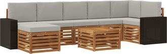 vidaXL Conjunto De Sof&aacute;s De Exterior 8 Uds. Natural Y Gris Claro Vidaxl