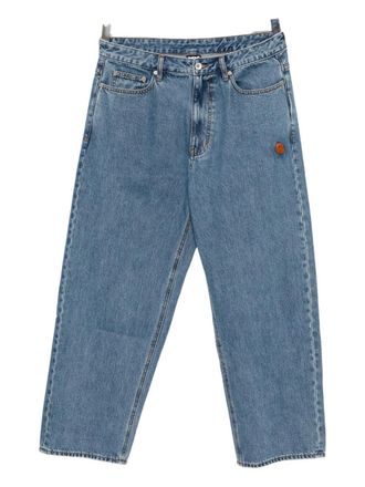 Fingercroxx washed wide-leg jeans - men - TENCEL/Spandex/Elastane/Polyester/Cotton - M - Blue