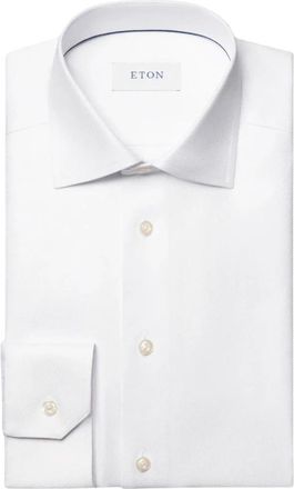 Eton Wit Twill Slim Fit Overhemd met Textuur - Heren - Zakelijke Overhemden - Wit - 3XL - Katoen - Overhemden