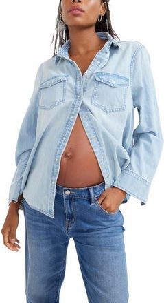 Hatch The Denim Maternity Shirt in Light Wash at Nordstrom, Size X-Small