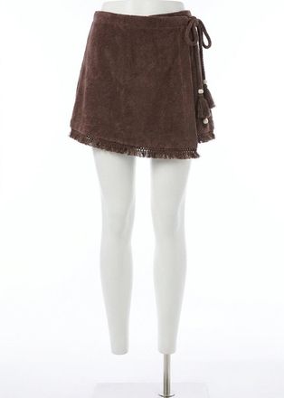 Z Supply Canopy Wrap Mini Skirt In Chocolate Cherry