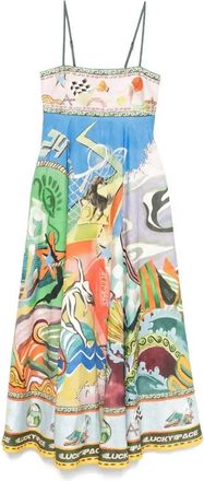 Alemais Lucky Pace Midi Dress - Womens - Cotton/European Flax Certified Linen