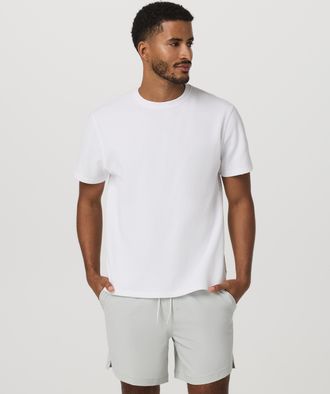 Vuori Clothing Short Sleeve Lightweight Tech Waffle T-Shirt - Relaxed Fit | White | Medium