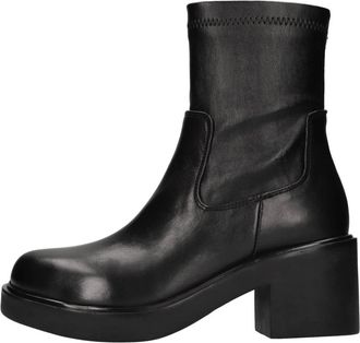Emanuelle Vee Enkellaarsjes - Dames - Laarzen met Hak - Zwart - 38 EU - Leer - Schoenen