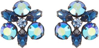Susan Caplan Vintage 1950s crystal-embellished clip-on earrings - women - Metal - One Size - Blue