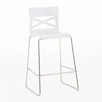 Siediti Fuori e Dentro Taburete de cocina de resina con fibra de vidrio blanco