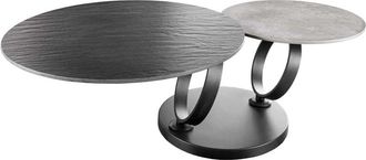 Global Interiors Schwenkbarer Design Keramik Couchtisch Dancing 134 x 44 cm, Schwarz/Grau