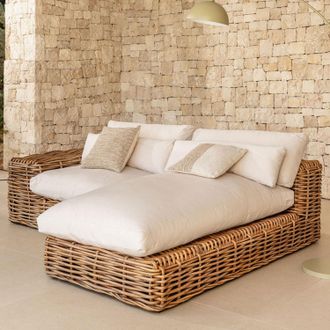 Sklum Sof&aacute; Modular Chaise Longue Derecho De Jard&iacute;n De 2 Piezas En Rat&aacute;n Milu Style Sklum
