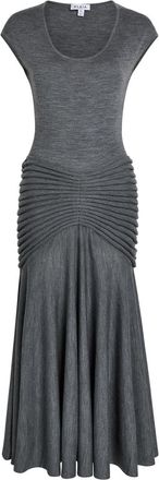 Alaia Sculpting Ruched Wool Midi Dress - Grey - 36 (UK8 / S)
