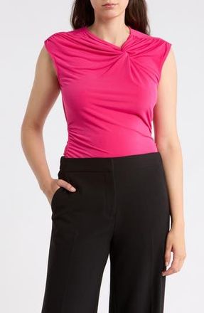 DKNY Asymmetrical Ruched Cap Sleeve Top in Hot Pink at Nordstrom Rack, Size X-Small