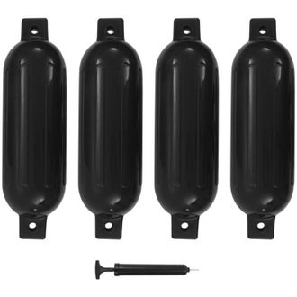 vidaXL Parachoques Para Barco 4 Unidades Pvc Negro 51x14 Cm Vidaxl