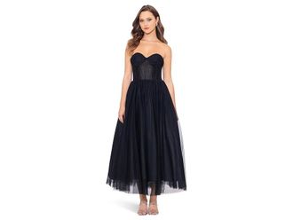 Betsy & Adam Mid Length Mesh Skirt Lace Top Gown Womens Dress Black : 10, Lace/Mesh/Polyester