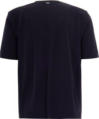 Herno Mens T-Shirt Knit Effect Blue T-Shirts And Polos