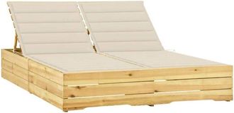 vidaXL Vidaxl - Tumbona Doble Y Cojines Madera Pino Impregnada Crema