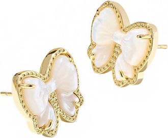 Kendra Scott Womens Haley Bow Stud Earrings In Gold/ivory Mother Of Pearl