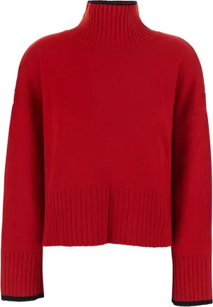 Pinko Pinko, Truien & Vesten, Dames, Rood, S, Wol, Trui met Ronde Hals en Lange Mouwen