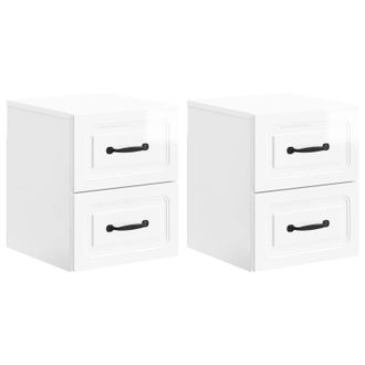 vidaXL Mesita De Noche De Pared 2 Pcs Brillante 34,5 X 33 X 40 Cm Vidaxl