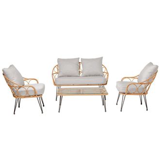 Concept Usine Conjunto de jard&iacute;n de rat&aacute;n resinado de 4 plazas