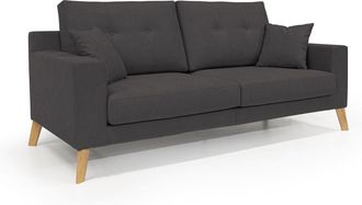 Divani.Store Danish Sof&aacute; Moderno De Tela Suave E Impermeable 146 Cm Negro