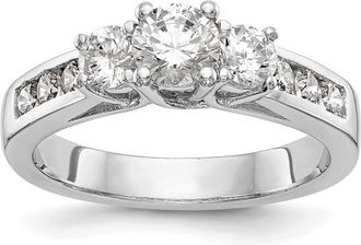 Diamond2Deal 14k White Gold Lab Grown Diamond 3-Stone Band Ring 1.5Ct Clarity- VS Color- G-H