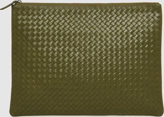 Dragon Diffusion Pochette Cuir Kaki, 36 x 27 cm