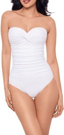 Miraclesuit Rock Solid Madrid Bandeau One-Piece Swimsuit in Wht at Nordstrom Rack, Size 10