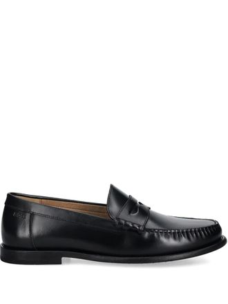 BOSS penny topstitched loafers - Black
