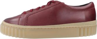 Clarks Leren Walk Sneakers - Dames - Sneakers - Rood - 39 EU - Schoenen