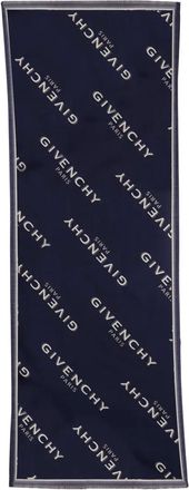 Givenchy monogram fringed scarf - women - Wool/Silk - One Size - Blue